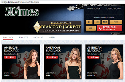 5Dimes Live Casino Lobby