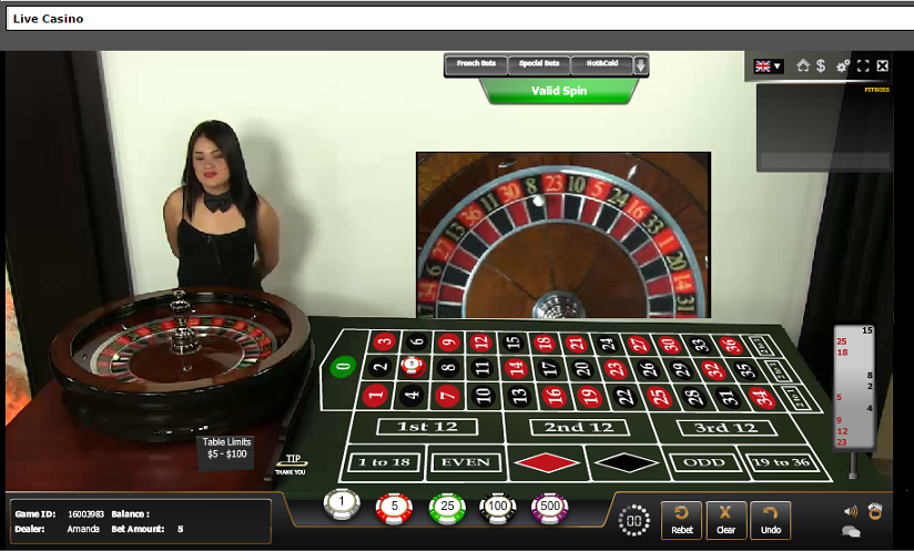 Bovada Live Dealer Roulette Table