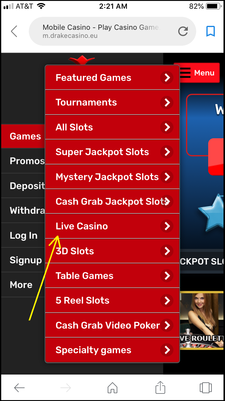 Drake Casino Mobile Menu