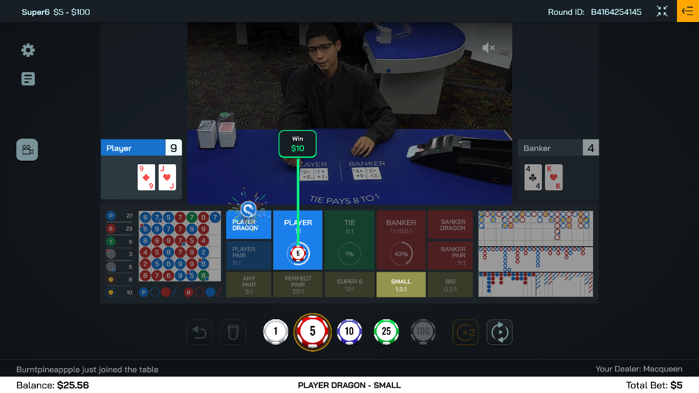 Live Dealer Super 6 Table
